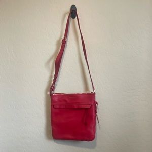 Vera Bradley Coral Red Leather Mallory Crossbody